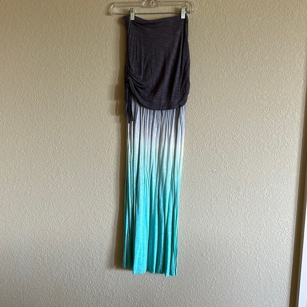 BLUE GRAY OMBRE MAXI SKIRT STRETCHY SIZE XS